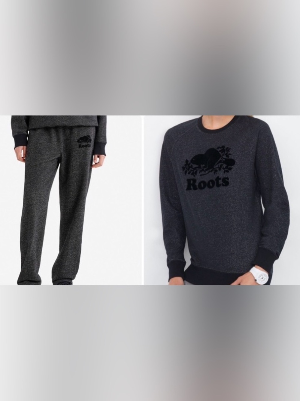 ROOTS Set Heritage Crewneck and Jogger in Black Pepper